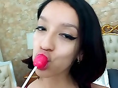 Latin Webcam Model Lollipop Tongue Teasing With Braces