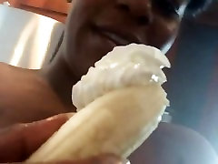 Ebony Eat Banana With Cream
