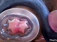 Extremely Close-Up: Fucking Toy and Cumshot Cum in Camera Lens