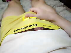 Guy in yellow underpants stroking his dick Guy in yellow underpants stroking his dick