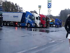 TV nutte Monique - showing myself on a truck stop again