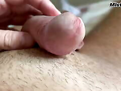 Small dick gives out precum and shoots sperm