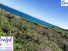 Footjob and cumshot wearing pantyhose on public