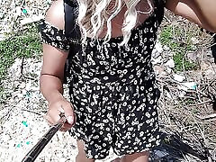 ladyboy slut walks in public wearing mini skirt high heels cute legs and plug in ass very hot