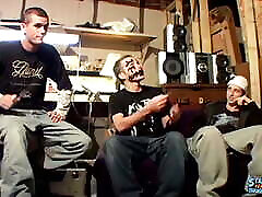 Straight Thug Dudes Hang Out For A Group Cock Stroking