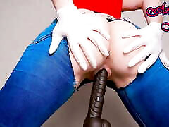 PAWG in girl jerks her guy and Medical Gloves Spanks Her Ass