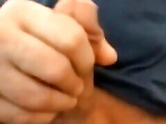 Grandpa wanking his massive semi hard cock and sprays everywhere