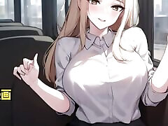 Cheating wife touching female white-collar workers on the bus