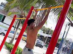 Muscle latino twink with tattoos and huge cock
