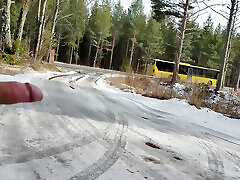 Risky Flashing Fantasy Adventure Jerking and Cumshot Outdoor