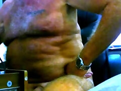 Old Man Stroking on Webcam