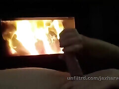 Moaning and Edging My Thick Cock with the Fire Going