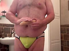 Jockstrap chub fucks himself with dildo!