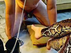 Fetish of legs and crying firl after boots. Dominatrix allowed slave to take off her boots, to sniff her sweaty socks, to kiss her feet