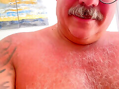 Italian Macho Older Gentleman Wearing a Speedo Puts a Dildo in His Beautiful Hairy Ass