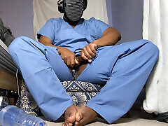 Nurse Jerking Out Moaning Cumshot In Scrubs With Fleshlight