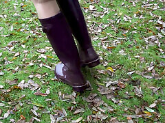 Welly Sploshing in Boots and No Panties!