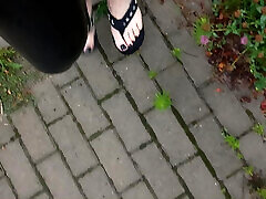 wet feet, platform thongs malayalee fuck latex leggings - public crossdressing