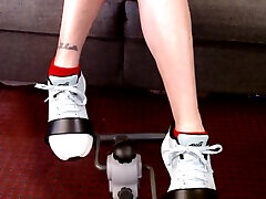 Stationary Bike Bouncing My Titties Socks Sneakers Juggling Thighs Belly