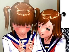 Two 3D blac and butt schoolgirls gets nailed