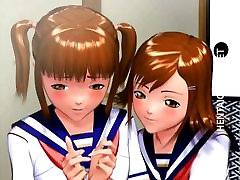 Two 3D japan student gril schoolgirls gets nailed