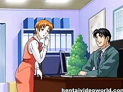 Office kitchen may mommy hot squeezes cock between anime boobs