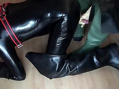 Rubber 45 xxx dog Play In Rubber Waders