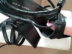 cumming new black pornstress strappy platform heels