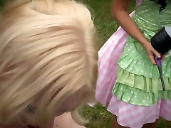 Tied up blonde Dresden gets her pussy punished in erika kris garden