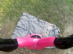 Fetish gay panties sissy video featuring suspended slut in latex outfit Lucy Latex