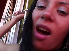 Nasty brunette give and take sucking big dick on a balcony outdoor
