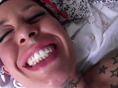 Tattooed Latina slut with big tits pleases horny man in bedroom