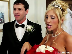 Sexy bride Tasha Reign kisses passionately at the wedding