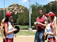 Bunch of horny swinger milf teen studs came to watch sexy chicks playing baseball