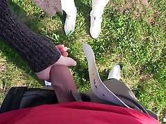Pure amateur Russian blond Vera gives nice sex maw and boy outdoors