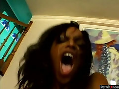 Ebony pornstar Marie Luv gives slobbery deepthroat blowjob