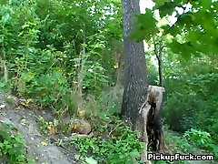 alyssa lyyan blond chick is sucking cock in a the woods