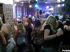 Chunky bitches are flashing their tits on a party