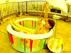 sunny leones hot boobes and sexy Japanese babe Megumi Yasu enjoying day in her tiny pool