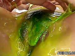 Romihi Nakamura is covered with slime cream gets fucked