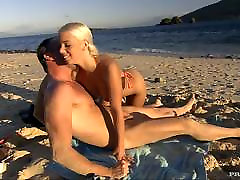 Lascivous blonde Nesty gets doggyfucked on the beach