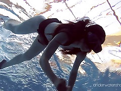 Red haired Roxalana Cheh swimming compilation year in a pool