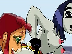 Avatar cartoon porn parody and Teen Titans 3some