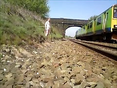 Nude in public - seachpain hurt cry for the train