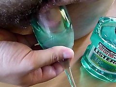 Cock dipped in Listerine party of office mate Mint mouthwash with cumshot