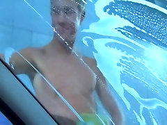 Cum eater fucking asian beauty girls party in the car wash.