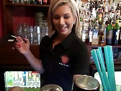 real baby making blond bartender talked into having sex at work