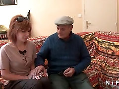 Redhead slut two amateurs suck me fucked in 3some with GrandPa