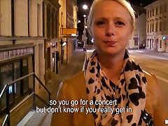 Cute blonde Czech black aired teen sloppy deepthroat is paid for sex in public