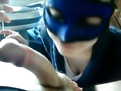 Masked slut wife creampies smokes a cigarette, while getting fucked.